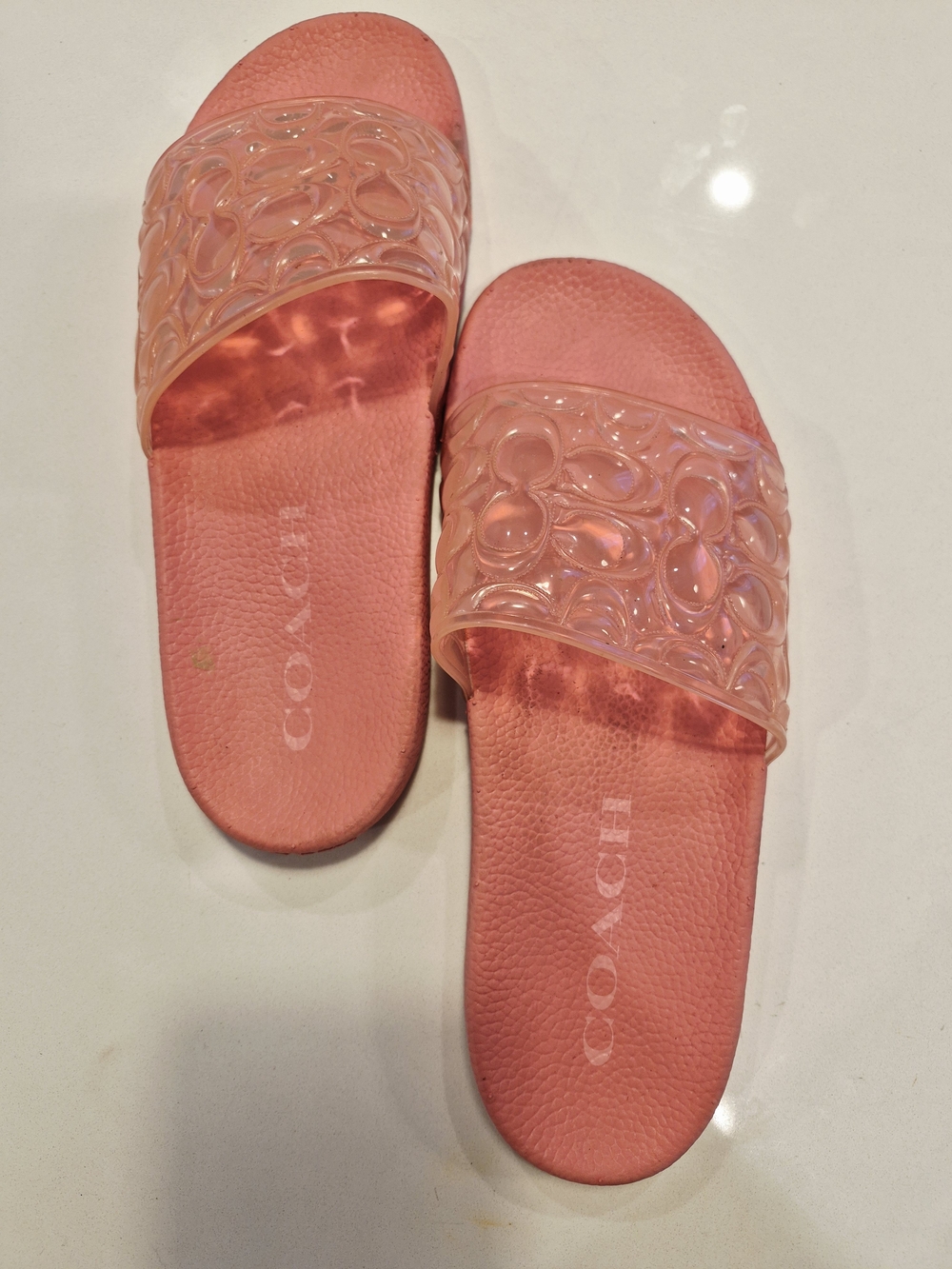 COACH Pink Clear-Top Slide Sandals Size 9